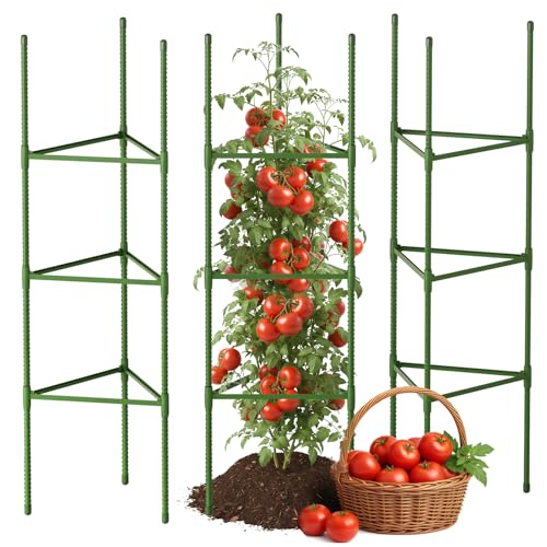 CEWOR Tomato Cage - 3 Pack Tomato Cages for Garden Up to 51.2 Tall Tomato Trellis Garden Plant Stakes Adjustable Vegetables Structures for Pots Raised Garden Bed Climbing Plants Outdoor