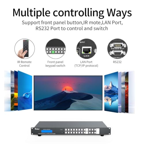 Image of 4K HDMI Matrix 8x8 - 8 in 8 Out Rack Mount Switcher & Splitter With IR Remote, 4K@30Hz EDID HDCP RS232 LAN Control