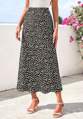 Image of BTFBM Satin Skirts for Women Trendy 2026 Summer Fall | High Waisted A-Line Leopard Print,Floral Print, Business Casual,Cocktail,Wedding Guest,Long Silk Midi Skirt