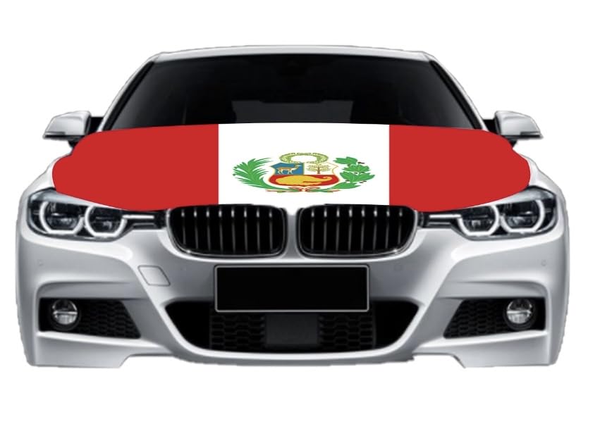 Image of Car Hood Cover Country Flag Hood Cover Durable Weatherproof Universal Fit Car Cover for All Seasons Protection Custom Fit for Cars Trucks SUVs (Peru)