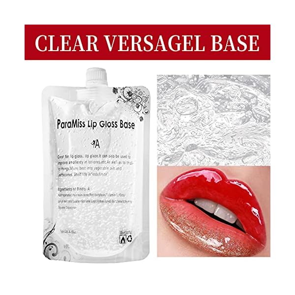 PARAMISS Lip Gloss Base 10 Ounce (350 ML) Clear Lip Gloss Non-Stick Moisturizing Versagel lip gloss base DIY Handmade Lip Gloss Lip Balms Lip Plumper Making Organic Lip Gloss Supplies (A)