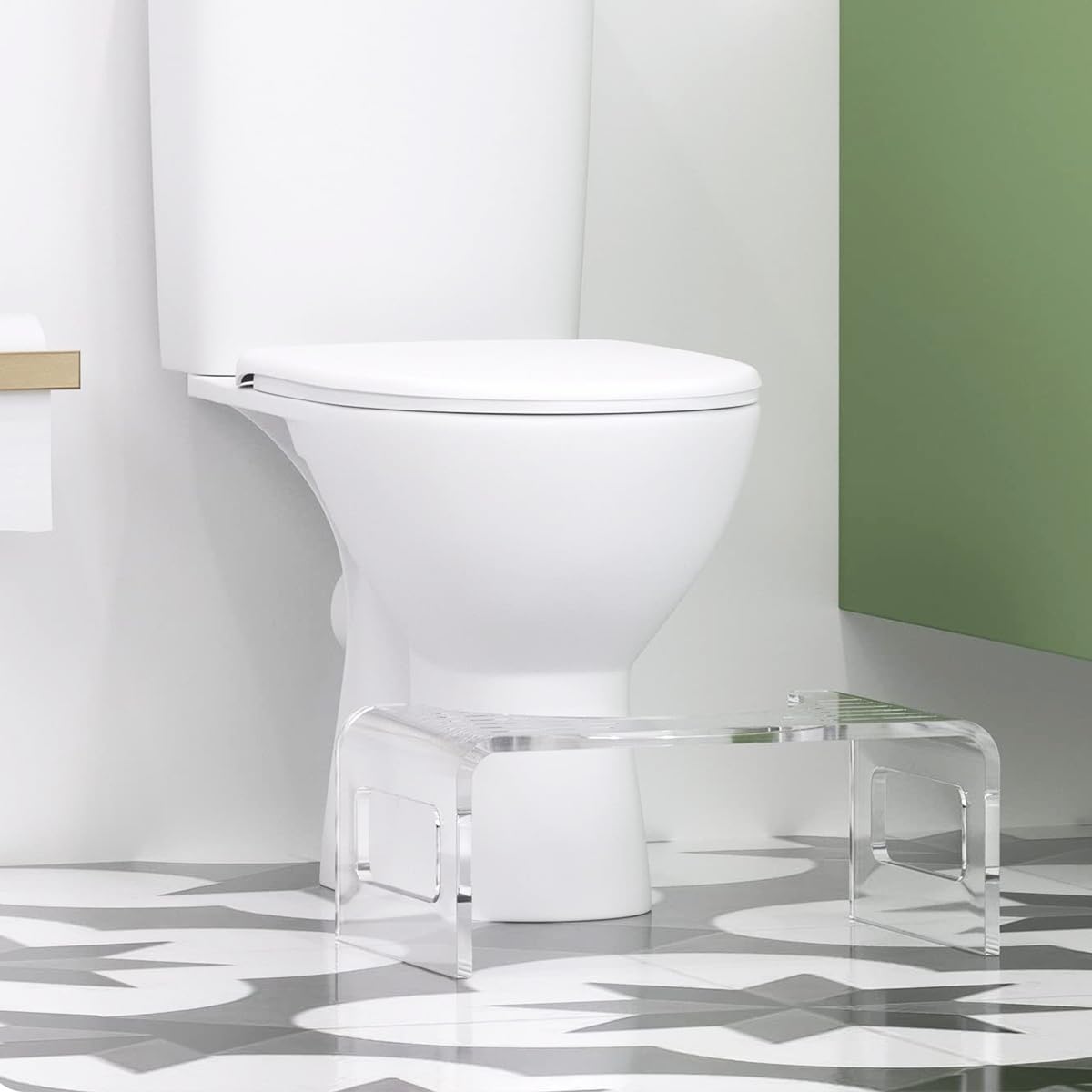 LITAITAI Acrylic Toilet Stool for Bathroom,Poop Stool for Adult and Children, Squatting Toilet Stool,Portable Bathroom Stool with Anti-Slip Pads,Strong Load-Bearing (Clear)