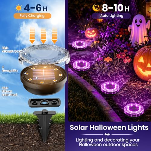 SOLPEX Halloween Solar Lights Outdoor, Halloween Decorations 10 Pack Purple - image 5