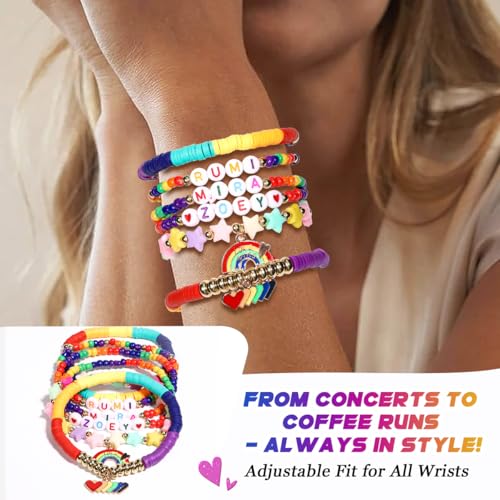 AICase for Kpop Demon Hunters Merch Rumi Zoey Mira Inspired Bracelets 6 Pcs Stackable Stretch Friendship Beaded Bracelets for Huntrix k pop Unique Merchandise Jewelry Gifts for Fans Women Men_24