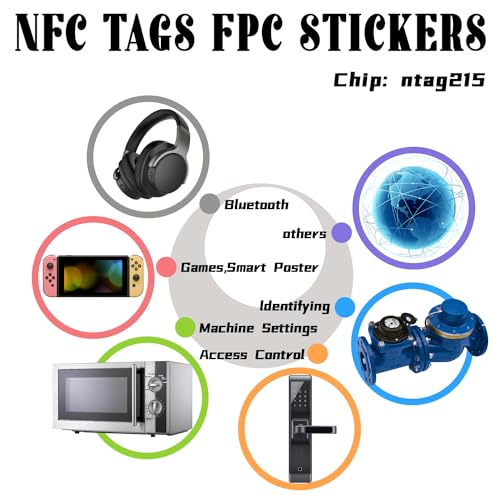 Image of 50 pcs NFC Tags NTAG215 FPC Tag Flexible NFC Nail Stickers Electronic Tag NFC Key Tags Waterproof Material Programmable RFID Sticker 10mm Round