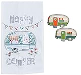 Happy Camper 3 Piece Kitchen Bundle, Towel with Salt and Pepper Shakers