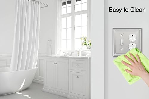 Miniatura 6 de Adler - Placa de pared metálica para interruptor de luz de palancadúplex, paquete de 2 unidades, níquel cepillado de 2 cuadras, cubierta de salida