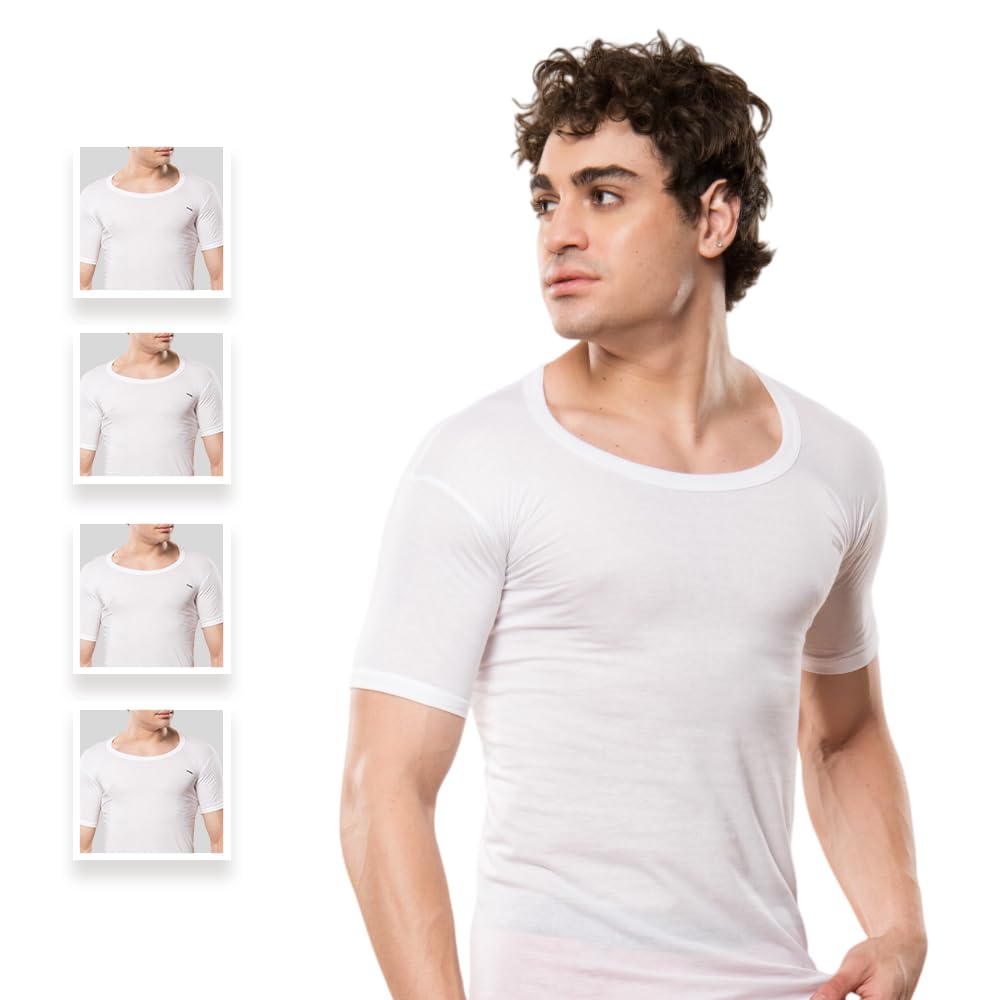ADONiS Men's Half Sleeve White Vest | Premium Cotton Innerwear for Men | Soft Breathable Flexible Undershirt | Comfortable Round Neck Vest-image-30