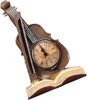 Garneck デスク装飾クラフト ヴィンテージ目覚まし時計 デジタル時計 ミニ 金 アンティークバイオリン home decor バイオリンデスクの装飾 装飾樹脂 家の装飾樹脂