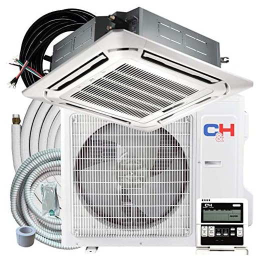 Cooper & Hunter 12,000 BTU Ceiling Cassette Ductless Mini Split AC/Heating System with Heat Pump Wall Thermostat and Installation Kit