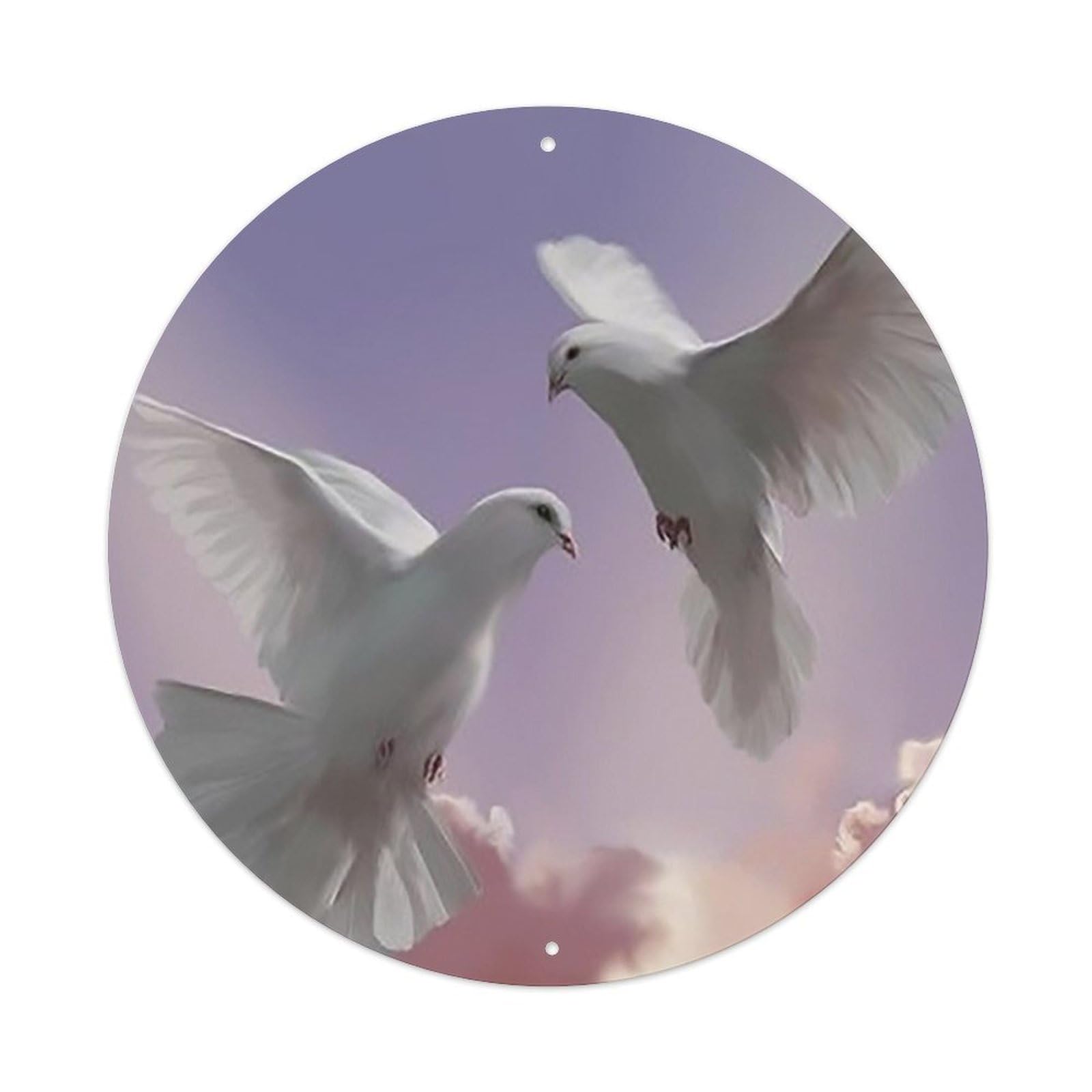 Animal Birds Artwork Two Flying Doves Vintage Metal Tin Sign Plaque Wall Decor for Cafe, Club Bar, Office, Garden Metal Poster 8x8Inch