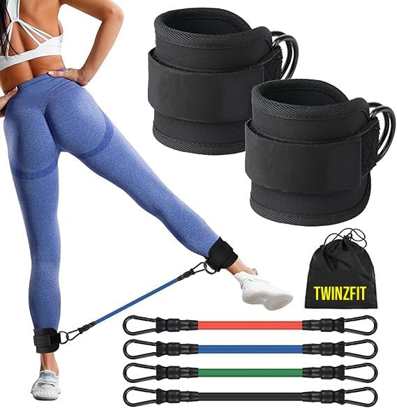 TWINZFIT Ankle Resistance Bands, Ankle Bands for Working Out with Cuffs, Resistance Bands for Leg Butt Training Workout Equipment for Kickbacks Hip Gluteus Training Ankle Strap with Exercise Bands-image-21