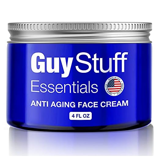 Mens Face Moisturizer - Non Greasy Formulation - Anti Aging Cream for Men - Rich Anti Wrinkle Lotion with Hyaluronic Acid - Boosts Collagen - Natural and Organic Skincare by Guy Stuff Essentials