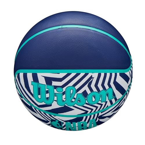 Image of WILSON NBA DRV Plus Dazzle Camo Outdoor Basketball - Indigo /Teal, Size 7-29.5 inch