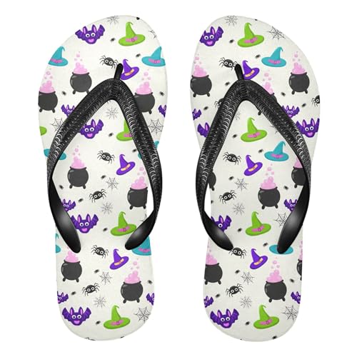 Burbuja Bats Witch Hats Flip Flops for Women Men, Soft Thong Sandals Rubber Slippers for Pool Beach Essentials