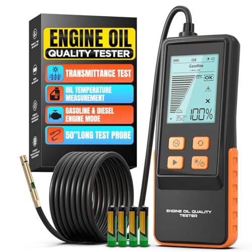 Engine Oil Quality Tester with 50 Long Test Probe Gasoline & Diesel Engine Oil Tester High-Precision Transmittance/Temperature Measurement for Motorcycle Automotive Professional Diagnostic Tools