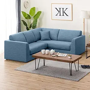 Torque - Florita 5 Seater Corner Fabric Sofa (Blue) | 5 to 6 Person Sofa | Sofa Set for Home, Office, Living Room Furniture | 3 Years Warranty