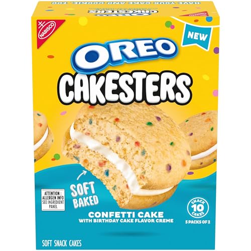 OREO Cakesters Confetti Cake Soft Snack Cakes, 5-2.02 oz Snack Packs