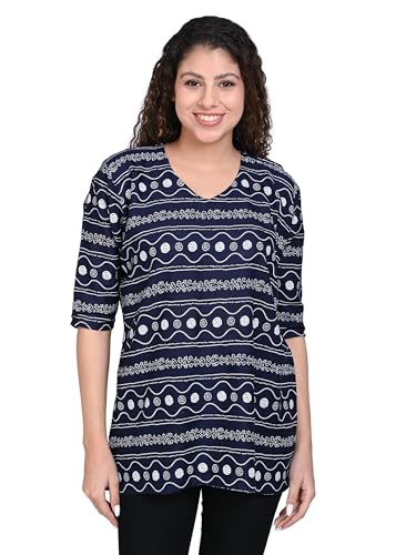 Image of OFEEFAN Women's Rayon Printed Short Kurtis - Pack of 2 | Ethnic Wear for Women | Regular Fit Comfortable Kurtas for Casual