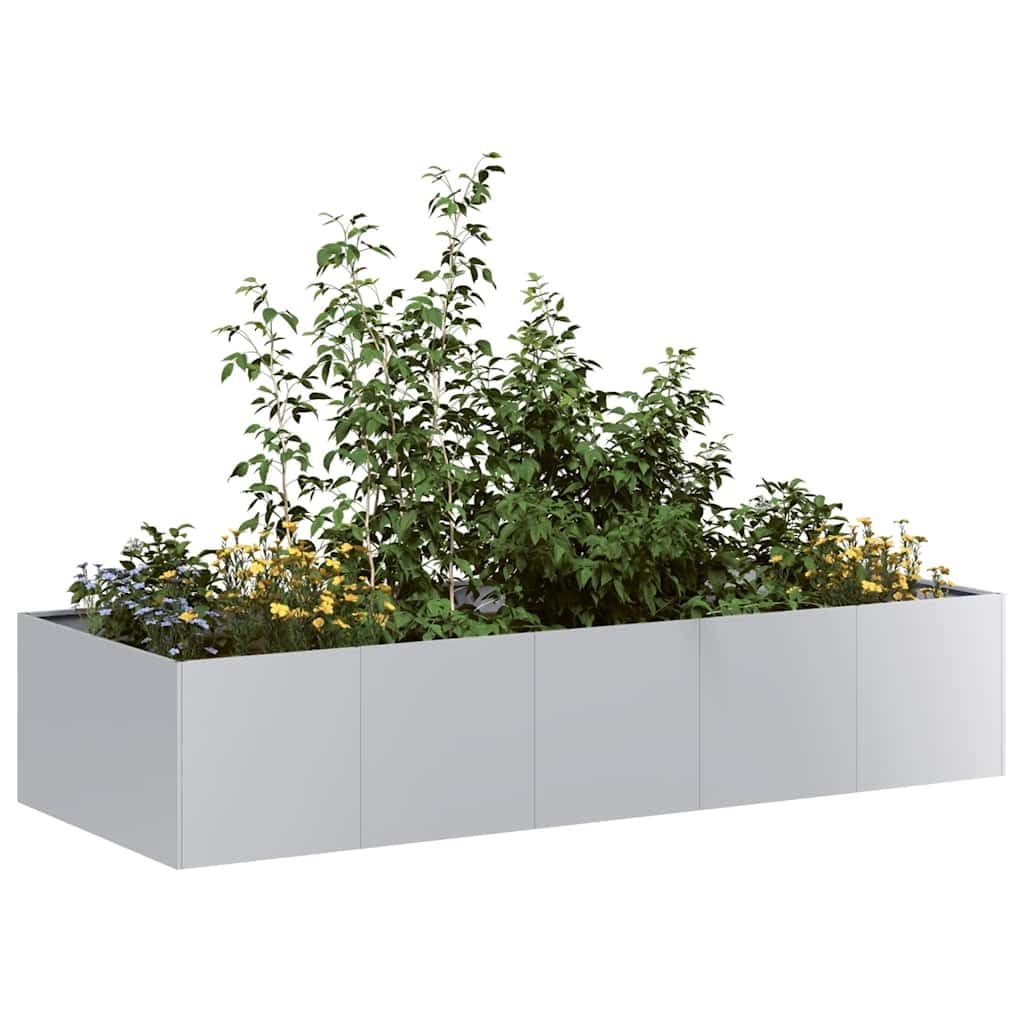 IKAYAA Raised Garden Bed Galvanised planter Bottomless Galvanised Steel Planter Box for Growing Outdoor Plants, Vegetables-galvanised steel-200 x 80 x 40 cm