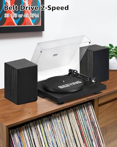 Image of SeeYing Bluetooth Turntable HiFi System with 36 Watt Bookshelf Speakers