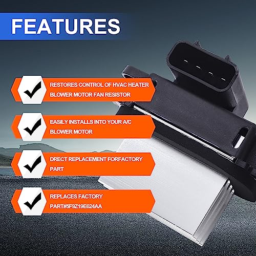 Image of HiSport HVAC Heater Blower Motor Fan Resistor - 5F9Z19E624AA Compatible with Ford F150 F250 Navigator,Compatible with Taurus 2008-2015,Five Hundred 2005-2007