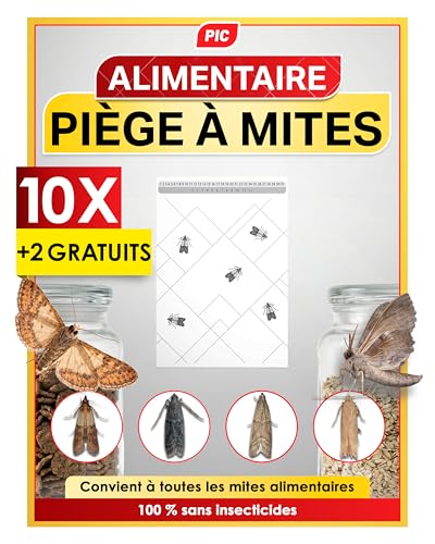 PIC Pièges à Mites Alimentaires – 12 Pièges Anti Mites Alimentaires avec Phéromones – Piege...
