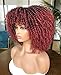 Muswanna Short Curly Afro Wig with Bangs Kinky Curly Hair Wig for Black Women Synthetic Full Wigs(Ombre Red)