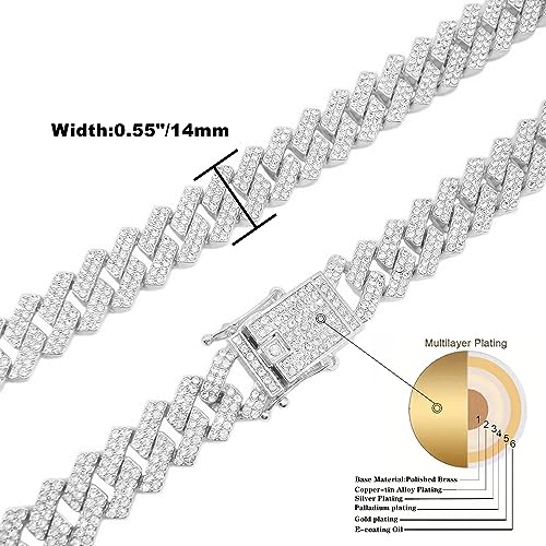 HH BLING EMPIRE Silver Gold Cuban Link Chain for Men/Women, Iced Out Mens Diamond Chain Necklace-Miami Cuban Link Chains Hip Hop Jewelry4