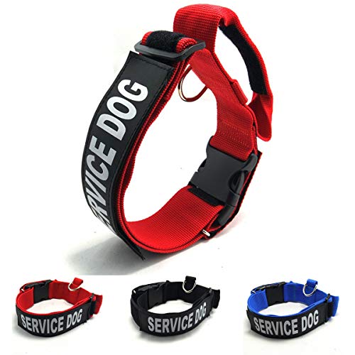 service dog collars - 【3 Colors 3 Sizes】 Homiego K.9 Service Dog Collar Tactical Collar Adjustable Nylon Basic Dog Collar with Reflective Service Dog Patch for Large Dogs with 18.5