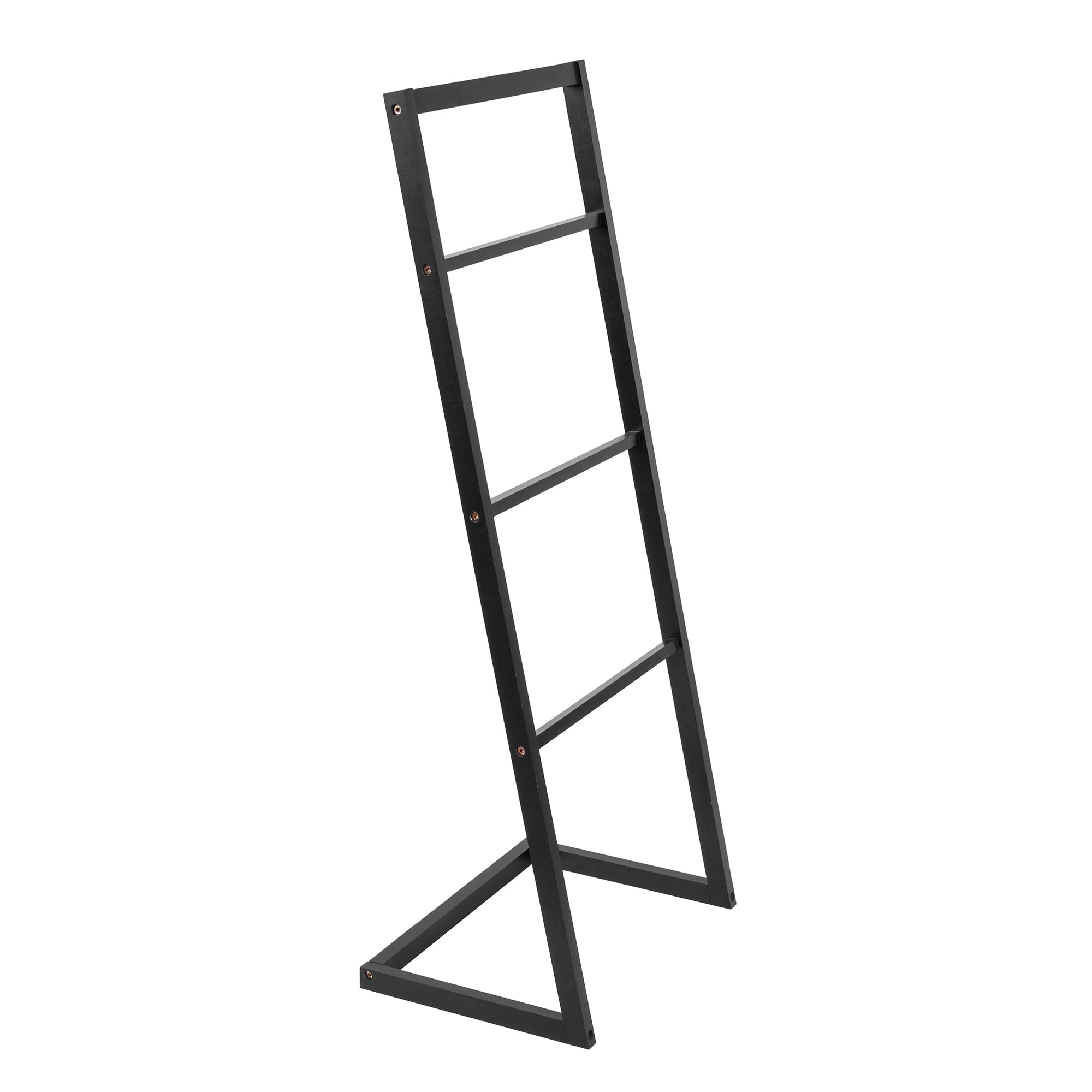 Vencier Bamboo Freestanding Towel Rack Drying Stand with Four Hanging Rails Wooden Bathroom Clothes Rack Clothing & Towels Freestanding Holder (Black)