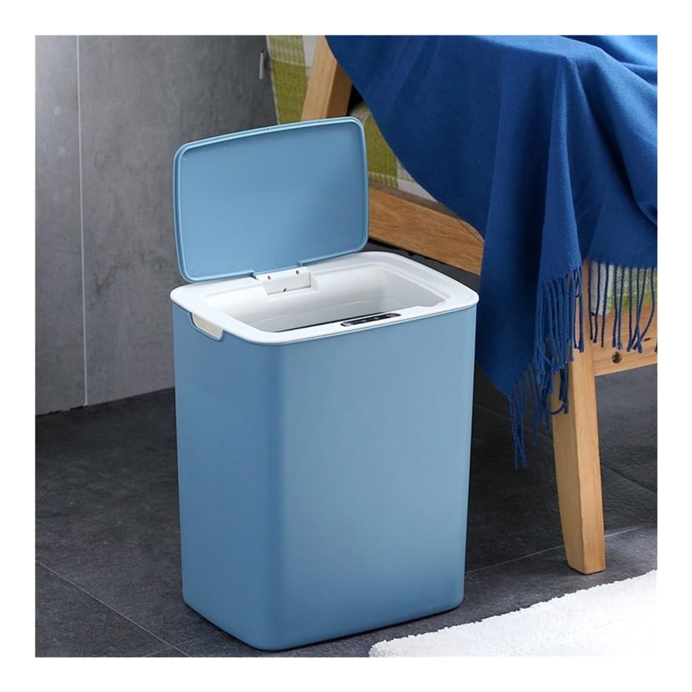 Cestino, Pattumiera attivata dal movimento for uso domestico con coperchio: porta carta igienica automatico for bagno e cucina(Blue)