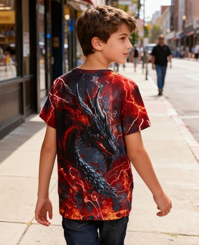 Image of uideazone Tshirts for Boys Kids Short Sleeve T-Shirt 3D Graphic Tee Shirts Tops Clothes 4-16 Years