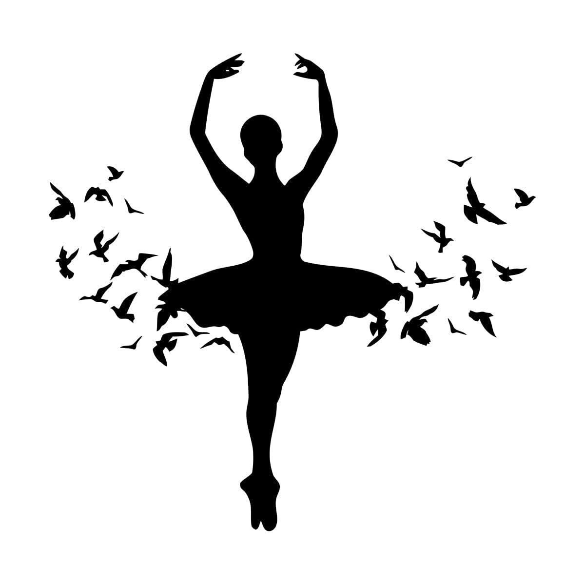 Lzhouting Girls Wall Stickers 0628 Vinyl Wall Decal Ballerina Dancing Birds Patterns Ballet Studio Wall Stickers Dance Classroom Decor Room Decor Poster Large - 58X60cm