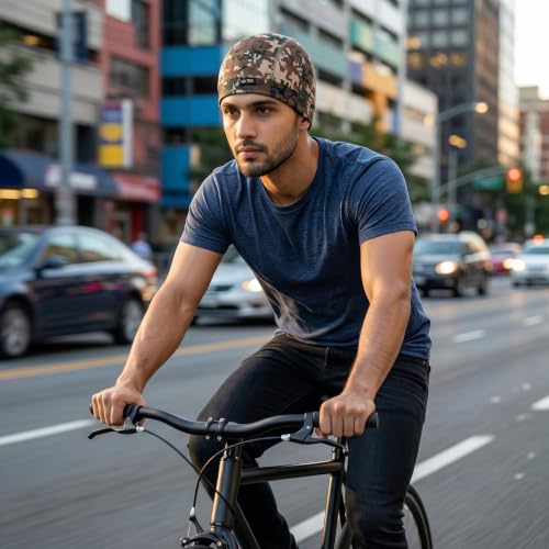 Image of Unisex Helmet Skull Cap for Bikers & Cyclists, Polyester Head Cap, Hair Inner Helmet Cap for Men, Sweat Cooling Beanie Cap, Skull Mask for Summer, Bike Accessories