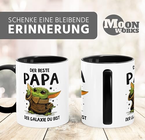 MoonWorks Tasse Geschenk Papa Sprüche Geschenkidee Vatertag Lustig Motiv Baby- mit Spruch Weiss-innen-schwarz standard – Ansicht 2