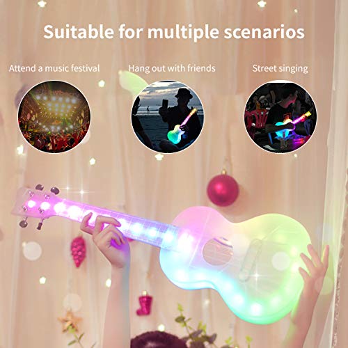 Led Ukulele 23 Inches Usb Charging Christmas Birthday Gift For Kids Beginners Music Lovers Auphy #TOP3