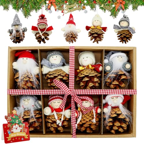 Forbabe 8 Stück Weihnachtswichtel Anhänger, Tannenzapfen...