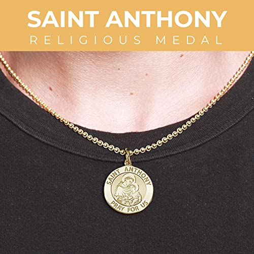 PicturesOnGold.com Saint Anthony Religious Medal - 3/4 Inch Size of a Nickel - Solid 14K Yellow Gold2