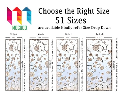 Image of MOCOCO Premium Vinyl Privacy Stained Frosted Window Glass Film (12x60 Inch) - Self-Adhesive Tint Wallpaper Sticker Opaque Sheet for Glass Cover Window, Door, Office, Home.| Anti-UV. White Flower