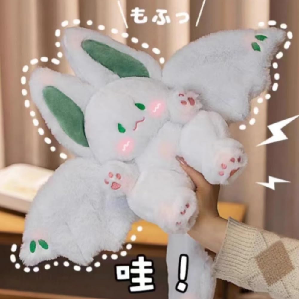 OUKEYI 35cm/13.7" Bat Rabbit Plush Stuffed Toy, Cute Bunny With Bat Wings, Soft Animal Plush for Kids (White) - Image 2
