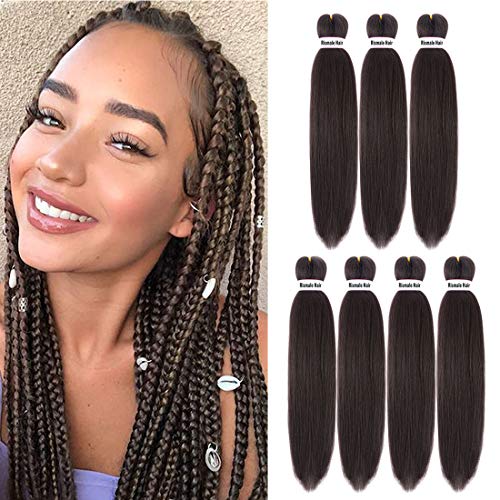 Rismale Pre Stretched Braiding Hair 26" Yaki Texture Ombre Itch Free Crochet Braids Hair Extensions 7Pcs/Lot Hot Water Setting(4#)