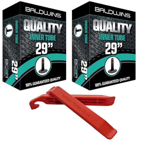 Baldwins Bike Inner Tube 29 x 2.20 to 2.40 Schrader Valve & BALDYS TYRE LEVER (Pack of 2)