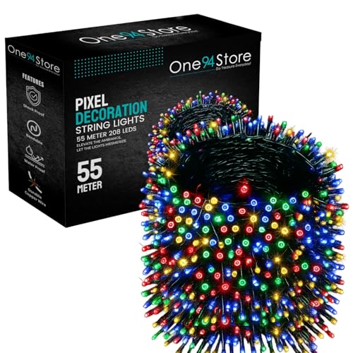 One94Store 55 Meter LED String Lights – 208 Multicolor LEDs on Flexible Copper Wire | Waterproof Fairy Lights for Decoration | Indoor & Outdoor Use | Diwali, Christmas, Wedding, Party (Pack of 1)