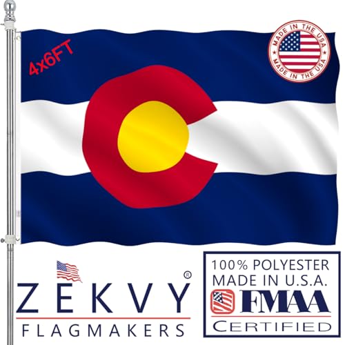 ZEKVY Colorado States Flag 4x6 Outdoor Made in USA - Double Sided Heavy Duty Vivid Color Colorados CO Flags with 2 Brass Grommet