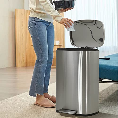 Caneca de basura de cocina con tapa 50L acero inoxidable miniatura 6