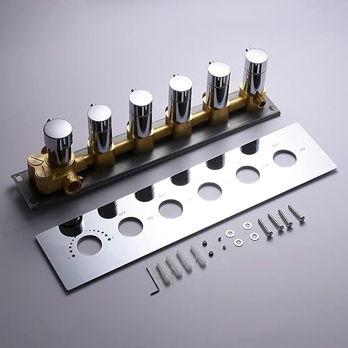Miniatura 6 de AYIVG 6 manijas 5 funciones latón 5 vías ducha desviador válvula termostática mezclador equilibrado presión con ajuste puede utilizar todas