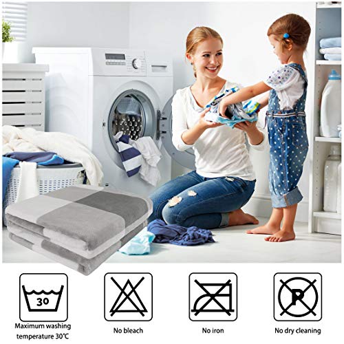 Piccocasa Plaid Flannel Fleece Blanket Twin Size, Soft Buffalo Checkered Throw Blanket, Tartan Decorative Plush Blanket For Couch Sofa Bed, 60" X 78", Grey And White #TOP7