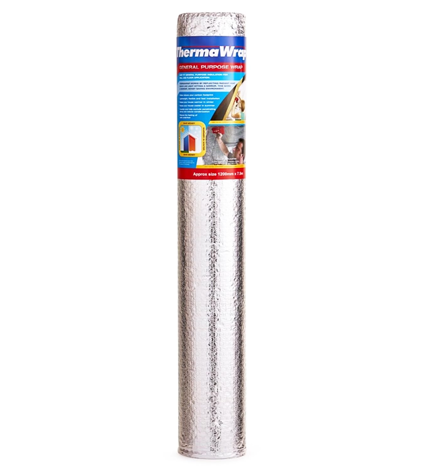 ThermaWrap General Purpose Insulation Wrap 1200mm x 7.5m | Multi-Purpose Reflective Foil Insulation | Ideal for Attics, Lofts, Sheds & Garages | Energy Saving Barrier