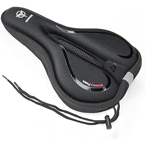 Gel Bike Seat Cover Cushion - Thick Padded Gel Bicycle Saddle Cover - Shock Absorption Breathable Bike Seat Cushion for Spin Stationary Peloton Exercise Bikes, Road Mountain Bikes Cover